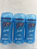 (3) Secret Lavender Invisible Solid  48 Hour Odor Protection Deodorant 2.6oz