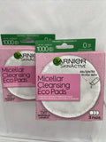 (3) Garnier SkinActive Micellar Cleansing Eco Pads Reusable Makeup Remover 3Each
