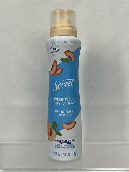 Secret Weightless Dry Spray White Peach + Argan Oil Deodorant Antiperspirant 4.1