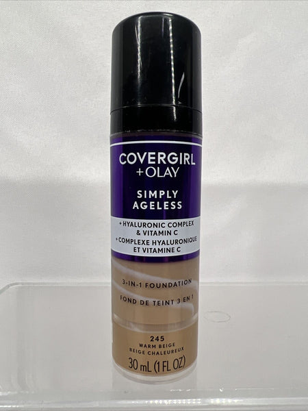 Warm Beige 245  CoverGirl + Olay Simply Ageless 3-in-1 Foundation 1oz