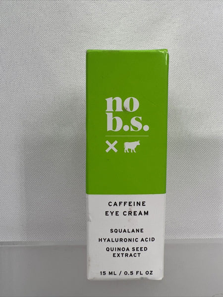No B.S. Skincare Caffeine Eye Creme Hyaluronic Acid Quinoa Seed Extract .5oz