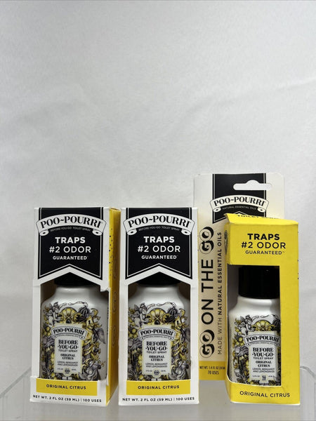 (3) Poo Pourri Before-You-Go Pink Citron Toilet 100 Spray Original Citrus  2oz