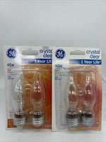 (2) GE Decorative Light Bulb Bent-Tip 330lum Clear 40 Watt 2Pk 66109 COMBINESHIP