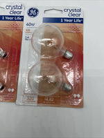(3) GE 40-Watt G16.5 Crystal Clear Globe Lights w/Candelabra Base 320 Lumens 2pk
