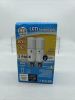 GE LED Bright Stik Light Bulb 60w Soft Whit Non Dimmable 800 Lumens 2 Pack