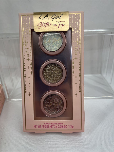 La Girl Glitter On Top Glitter ￼ Iridescent Gold Pink Eyeshadow 3 Paint Pot￼