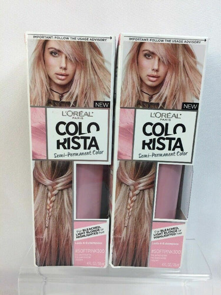 (2) L'Oréal Soft Pink 300  Colorista Semi-Permanent Hair Color Bleached Blondes