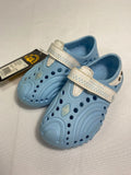Doggers 3/4 Toddler Baby Blue White Ultralite Adjustable Slip On Shoes Clogs