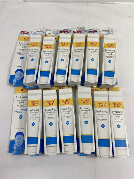 (12) Burt's Bees Hydrating Overnight Mask Avocado Oil Prebiotics Natural 0.57 Oz