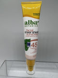 Alba Botanica Facial Sheer Shield Sunscreen Lotion SPF45 Frag Free COMBINESHIP!