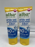 (2) Alba Botanica Sunscreen While Wet Sunscreen Lotion Broad SPF 40 4/24