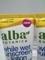 (2) Alba Botanica Sunscreen While Wet Sunscreen Lotion Broad SPF 40 4/24