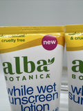 (2) Alba Botanica Sunscreen While Wet Sunscreen Lotion Broad SPF 40 4/24