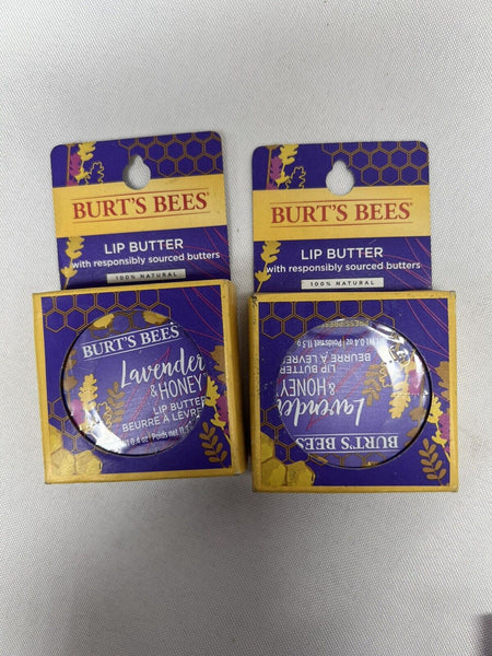 (2) Burt's Bees Lavender Honey 100% Lip Butter Tin Balm COMBINE SHIP