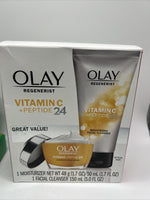 Olay Regenerist Vitamin C+Peptide 24, Hydrating Moisturizer & Facial Cleanser