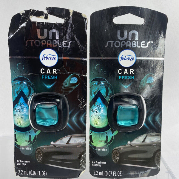 (2) Febreze Car Vent Clip Air Freshener, Unstopables Fresh 0.07fl oz fresh