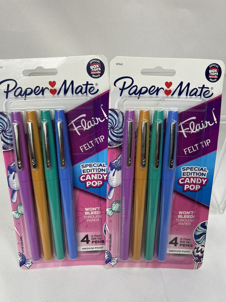 (2) Paper Mate Flair Felt Tip 0.7mm Medium Pens Special Edit Candy Pop 4pk fresh