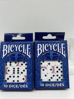 (2) Bicycle Dice, 10 Count (Six Sided, 16 mm) Gaming Craps Backgammon Bunco