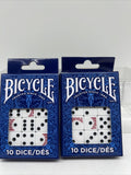 (2) Bicycle Dice, 10 Count (Six Sided, 16 mm) Gaming Craps Backgammon Bunco