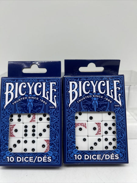 (2) Bicycle Dice, 10 Count (Six Sided, 16 mm) Gaming Craps Backgammon Bunco