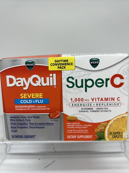 Vicks DayQuil & Super C Pack Max Strength Cold Flu Relief 10/24