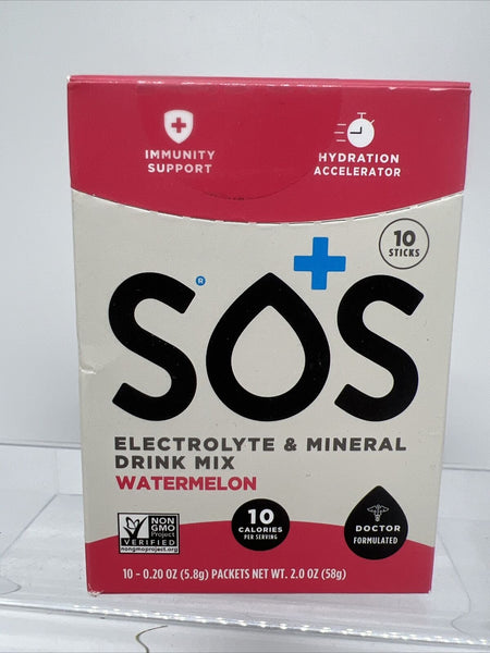 SOS Watermelon Electrolyte & Mineral Drink Mix 10 SERVINGS COMBINE SHIPPING