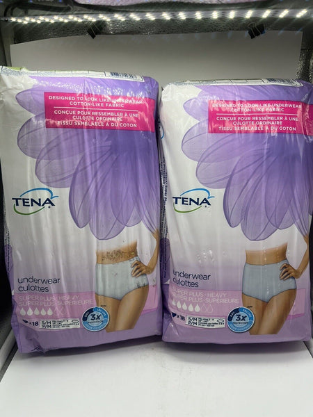 (2) TENA Disposable Underwear Female Small / Medium Heavy 18 Ct