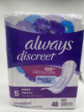 Always Discreet Bladder Leaks Incontinence Pads Size 5 Heavy 48 ct