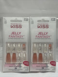 (2) Kiss Jelly Fantasy Pink Translucent Long 28 Nails Iridescent FJ10X 87728