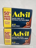 (2) Advil Pain Reliever Fever Reducer 100 36 Coated Tablets Travel 4/26