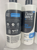 (3) Dove Men + Advanced Care DRY REPAIR Face & Body Cleanser Shea Butter 16.9oz