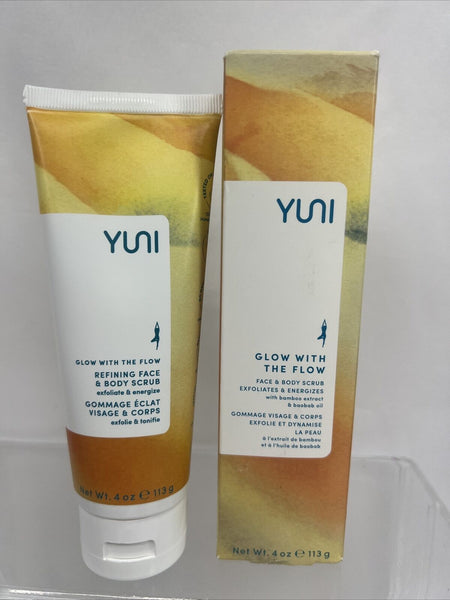 Yuni Glow With The Flow Refining Face & Body Scrub Exfoliates & Energizes 4 oz.
