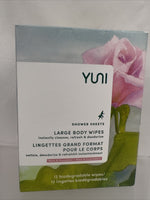 Yuni Shower Sheets Large Body Wipes, Scent: Rose & Cucumber, 12 Wipes