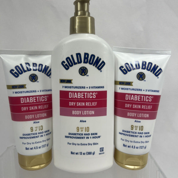 (3) Gold Bond Ultimate Dry Face Body Hydrating Relief Lotion 13oz Pump & 4.5 Oz
