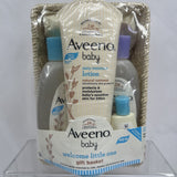 Aveeno Baby Welcome Little One Gift Set Lotion Wash Shampoo Wipes Basket