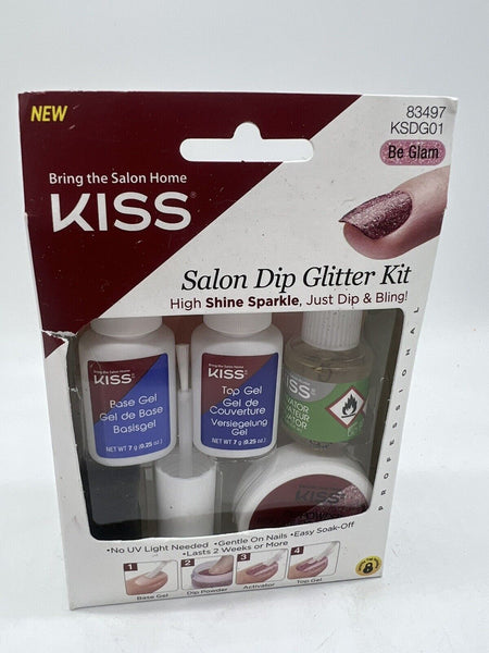 Kiss Salon Dip Professional Glitter Nail Kit #83497 KSDG01 BE GLAM  pink Holiday