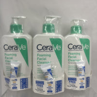 (3) CeraVe Foaming Facial Cleanser Normal-Oily Oil Control 8oz Bonus A.M. Lotion
