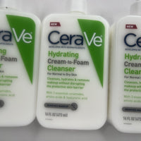 (3) CeraVe Hydrating Creme-to-Foam Cleanser w/ Ceramides Removes Makeup 12oz