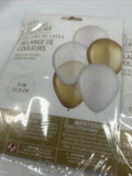 (2) 15 Latex balloons Rose Metallic WHITE & GOLD 11" Holiday New Year Christmas