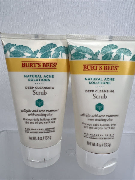 (2) Burt's Bees Natural Solutions Pore Refining Cleanser Scrub Salicylic Ac 4oz
