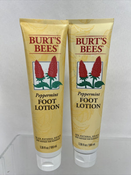 (2) Burt's Bees Peppermint Lotion Foot Creme Vitamin E  3.38oz