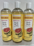 (3) Burt's Bees Energizing Citrus & Ginger Body Wash Shower 98.7% Natural 12oz