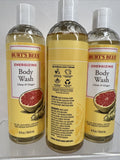 (3) Burt's Bees Energizing Citrus & Ginger Body Wash Shower 98.7% Natural 12oz
