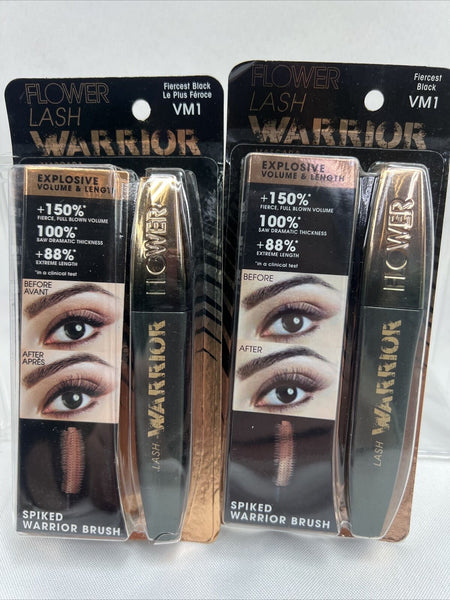 (2) VM1- Fiercest Black Flower Lash Warrior Mascara Thicken Volumize Lenghten