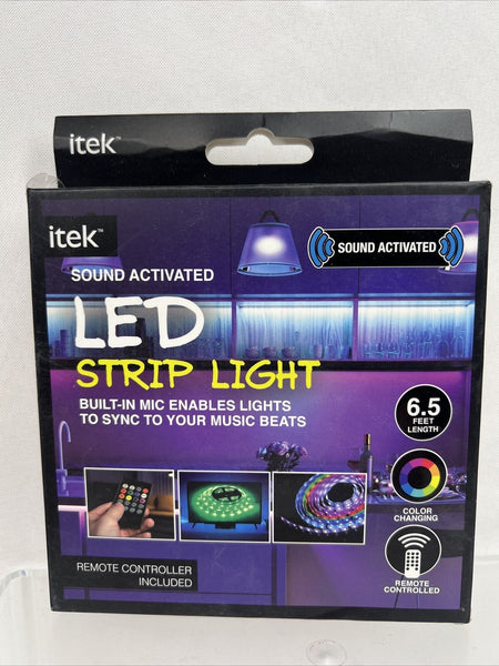 ITek LED Strip Light 6.5 Feet Remote Control Color Change Sound Activated Multi