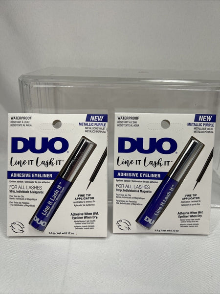 (2) DUO Line It Lash It Adhesive Eyeliner Waterproof Fine Tip METALLIC PURPLE