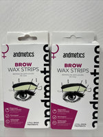 (2) Andmetics Brow Wax Strips-Perfect results natural look Cooling Calming Wipes