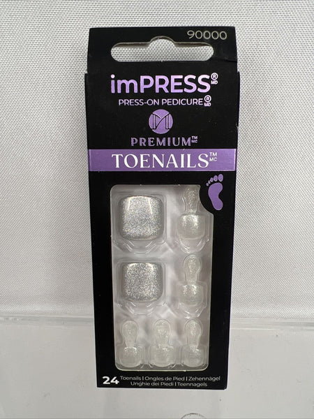 Sweet Delight IMPRESS Premium PEDICURE TOENAILS Press On  Holographic Silver