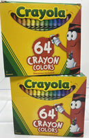 (2) Crayola Crayons In Flip Top Box Pack Sharpener, 64 Crayon Colors COMBINESHIP