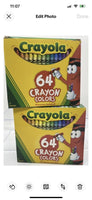 (2) Crayola Crayons In Flip Top Box Pack Sharpener, 64 Crayon Colors COMBINESHIP